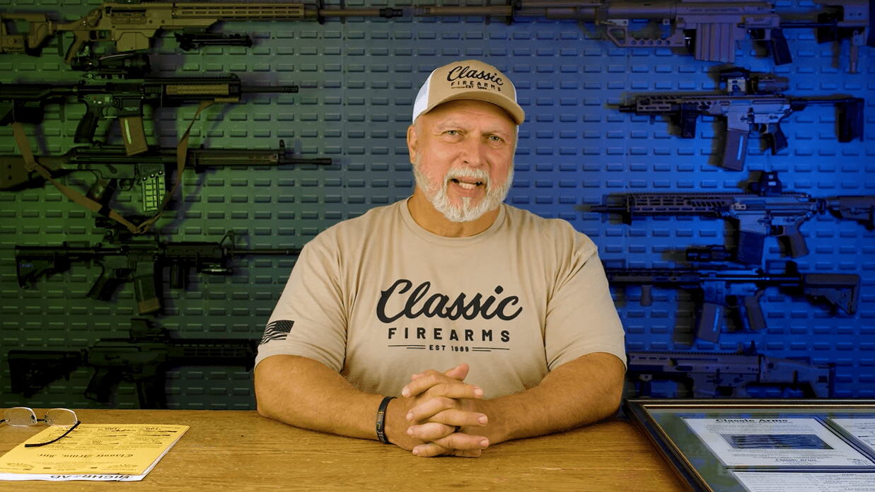 Classic Firearms new logo on shirt