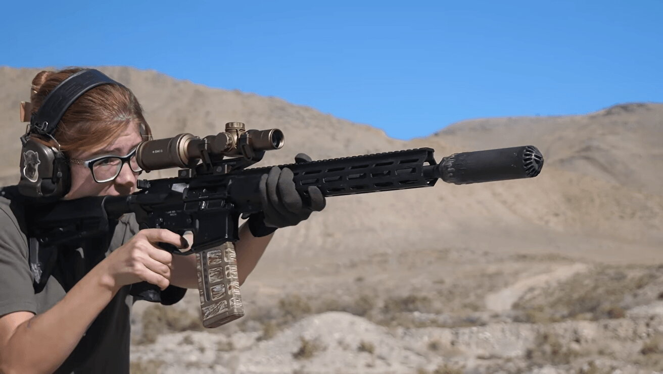 Suppressed 5.56 carbine fired at range