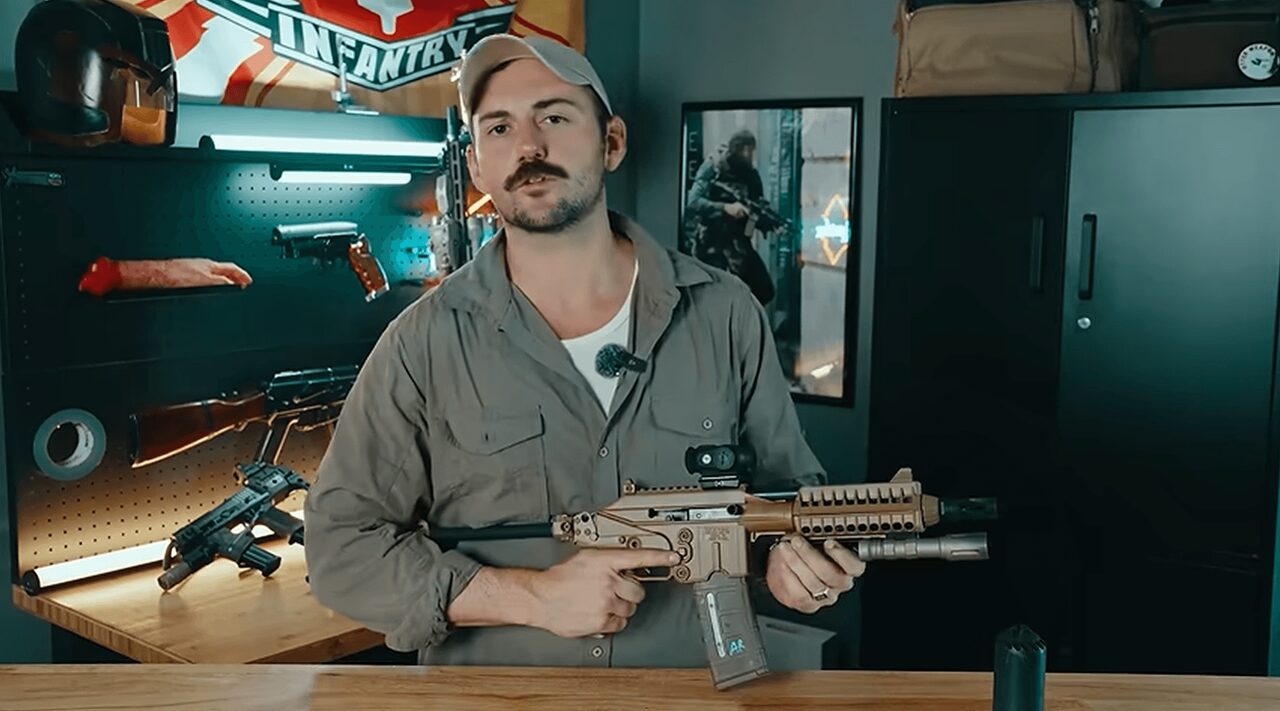 Tan Kel-Tec PLR-16 pistol with brace