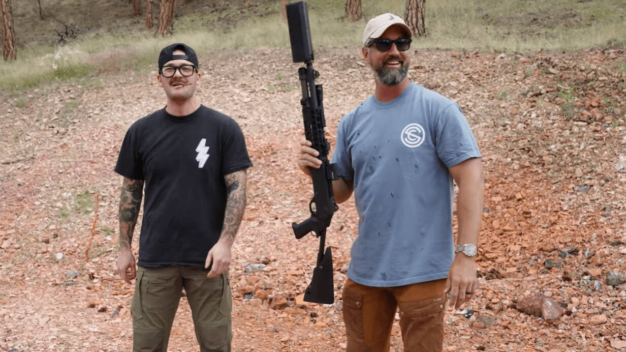 Suppressed shotgun at SilencerCo drone shoot